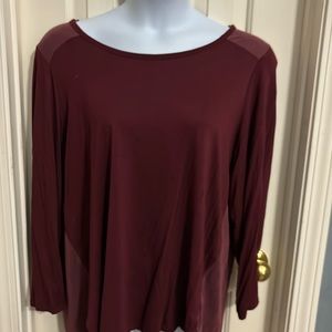 Cynthia Rowland long sleeve burgundy top.
